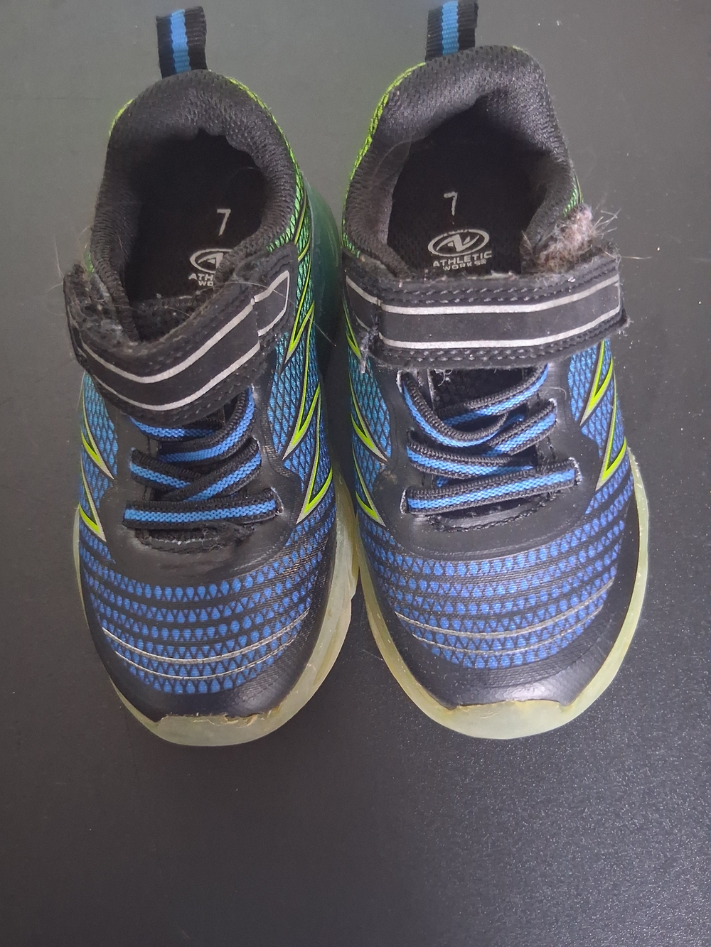 Athletic Works Blue & Black Kids' Light-Up Sneakers with Neon Green Accents